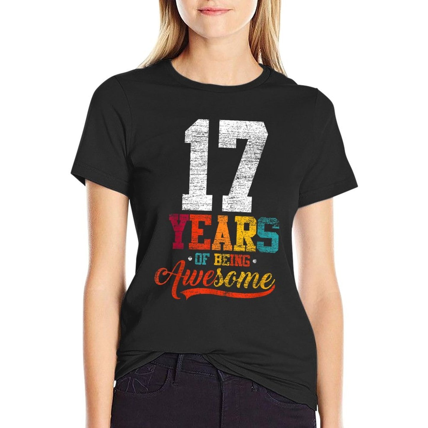 17 Years Of Being Awesome Gifts 17 Years Old 17th Birthday Fade-proof Color T-Shirt