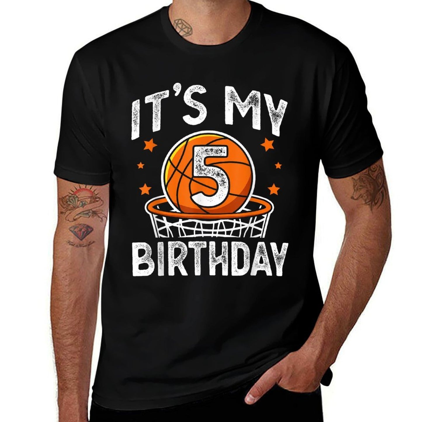 5 Years Old Kids Basketball Sport 5th Birthday Boy Relaxed-fit T-Shirt