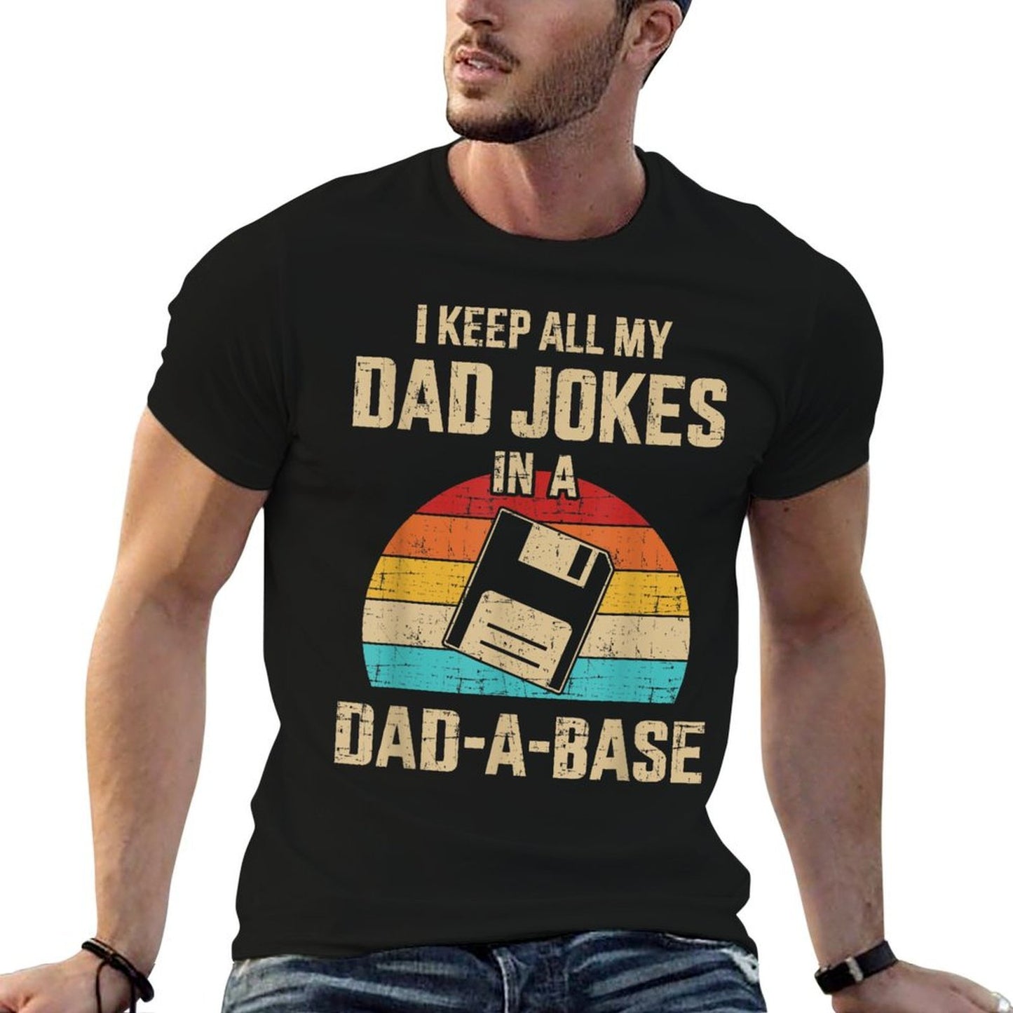 Funny Dad Jokes in Dad-a-base Vintage for Fathers Day Lightweight T-Shirt