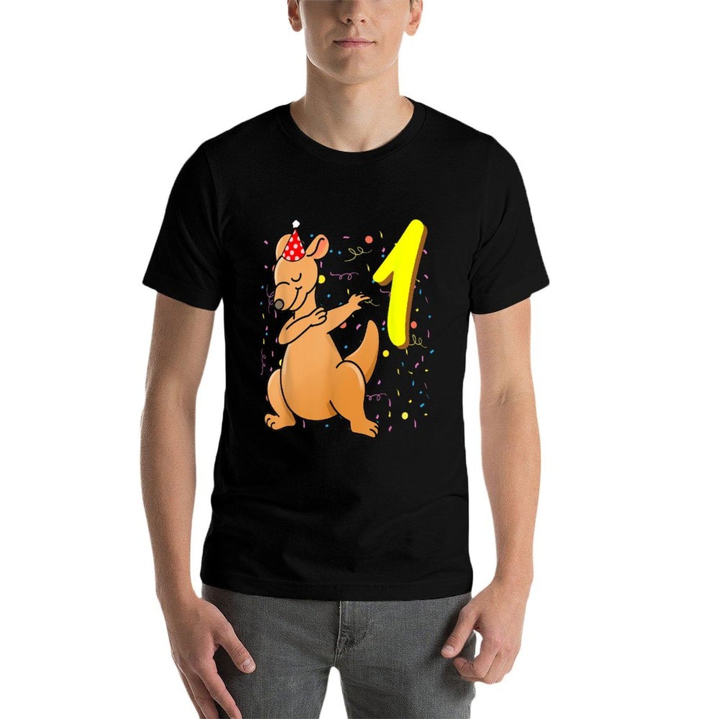 1 Year Old Kangaroo Birthday Slim-fit Cut T-Shirt