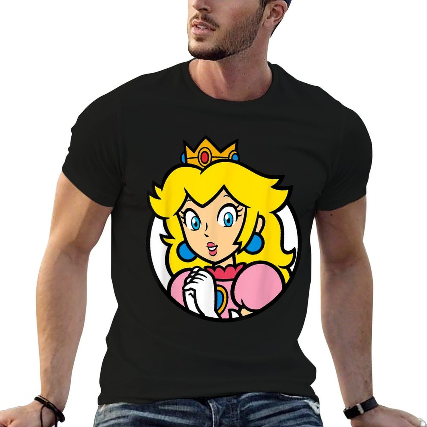 Super Mario Bros Princess Peach Nintendo Portrait Lightweight T-Shirt
