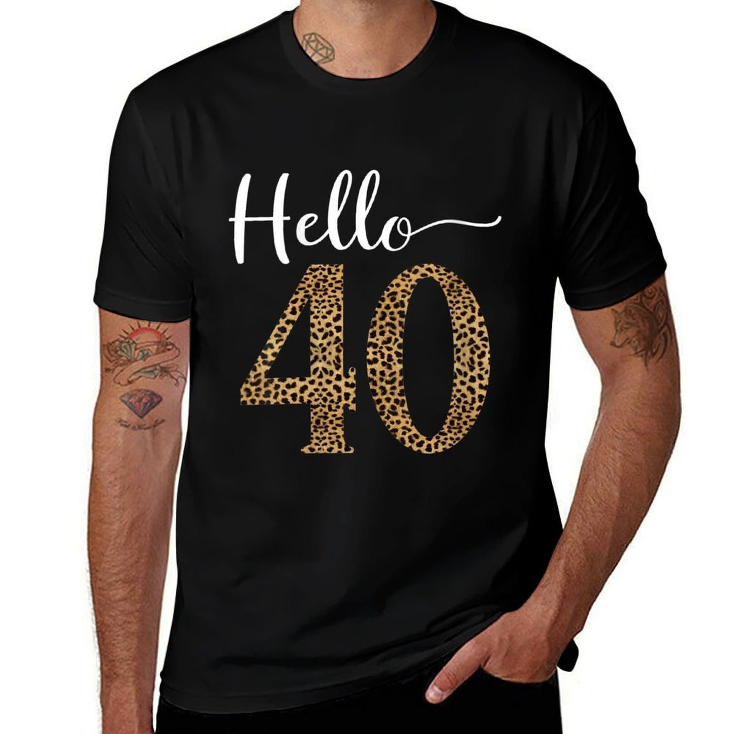 Womens Hello 40 Years Leopard Print 40th Birthday Party Woman Gift Tagless Design T-Shirt