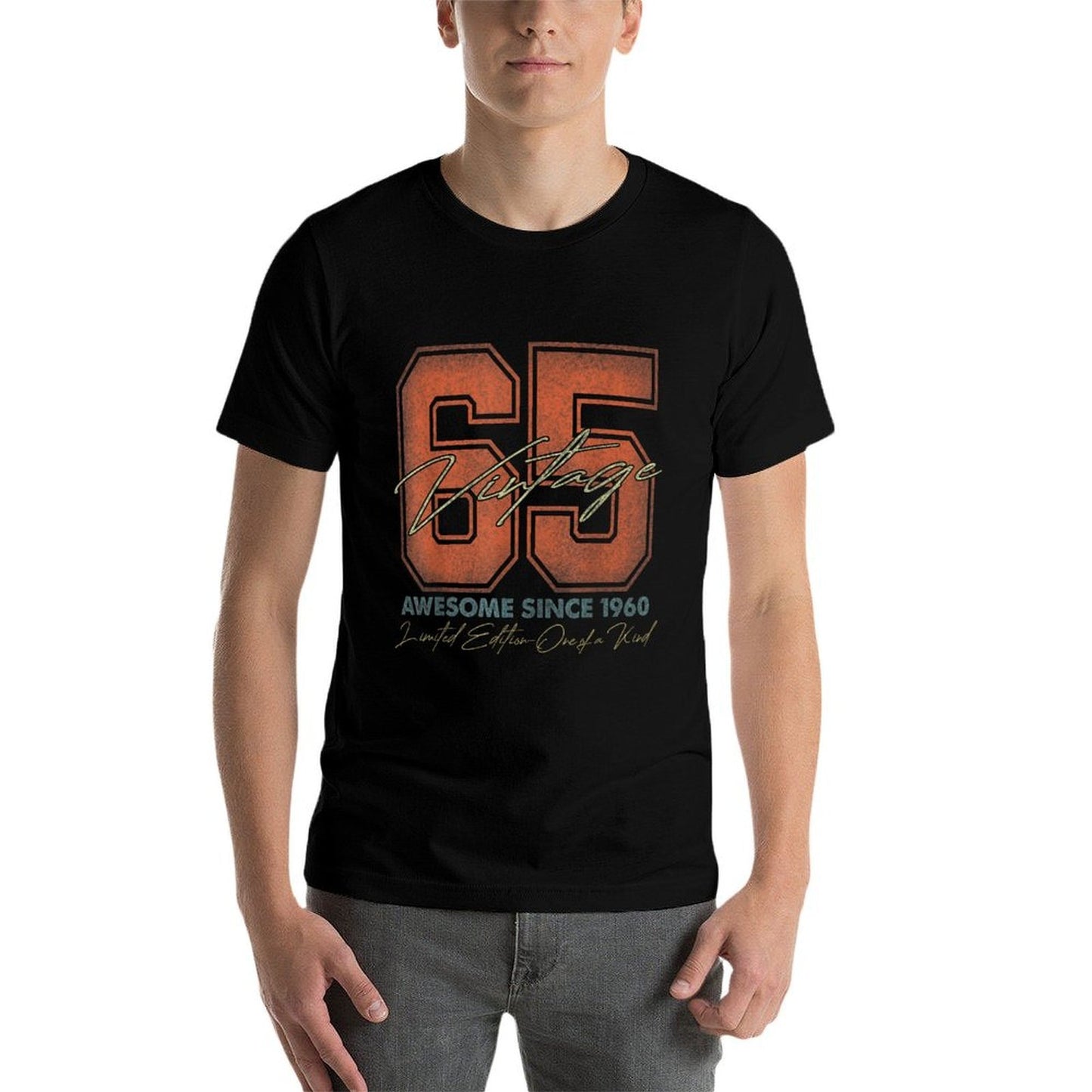Vintage Numbers For Men And Women 2025 65th Birthday - Unisex, Black, Small,, Classic,, Crew Neck,, 1 Count Slim-fit Cut T-Shirt