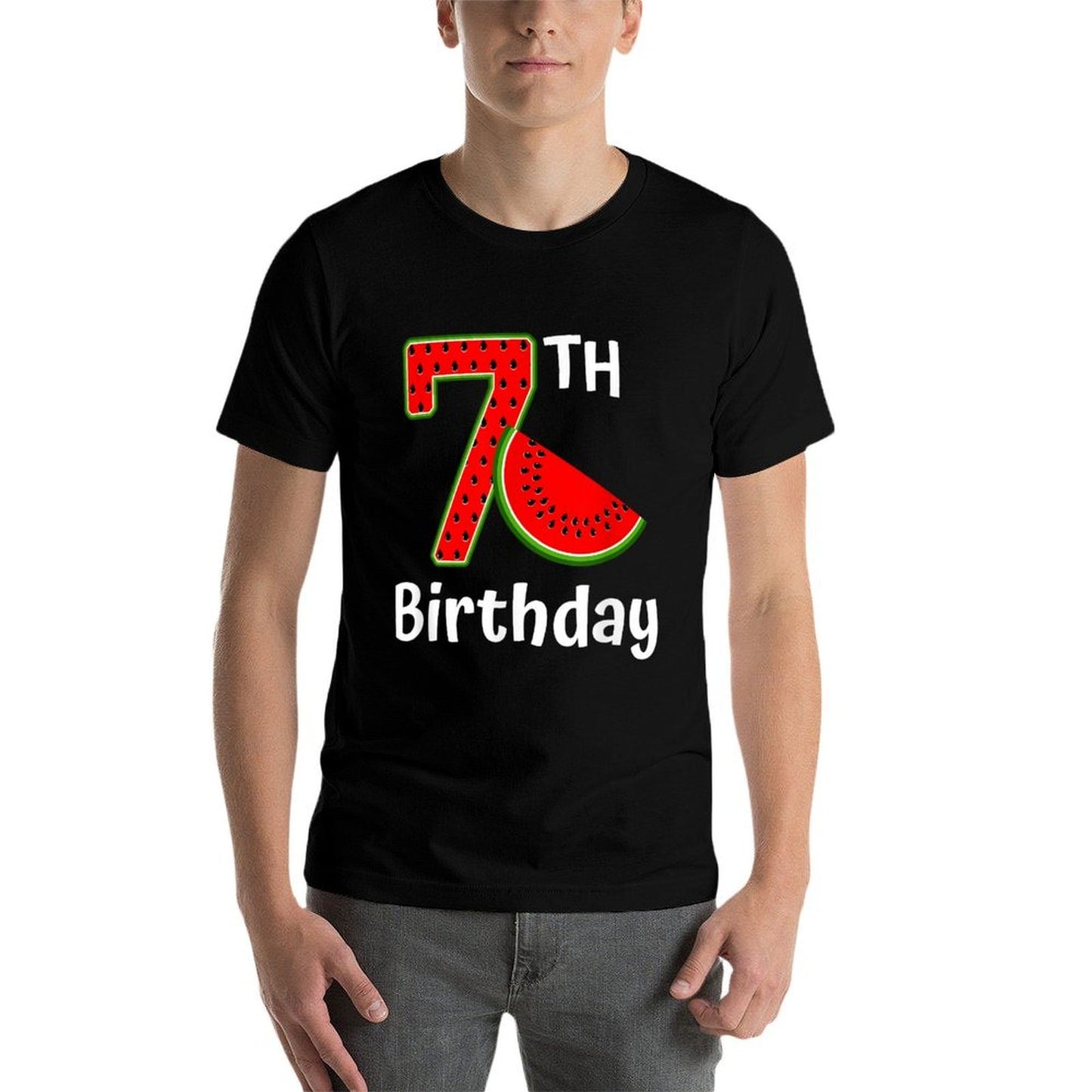 Cute Watermelon 7th Birthday 7 Years Old for Girl Boy Age 7 Odor-resistant T-Shirt