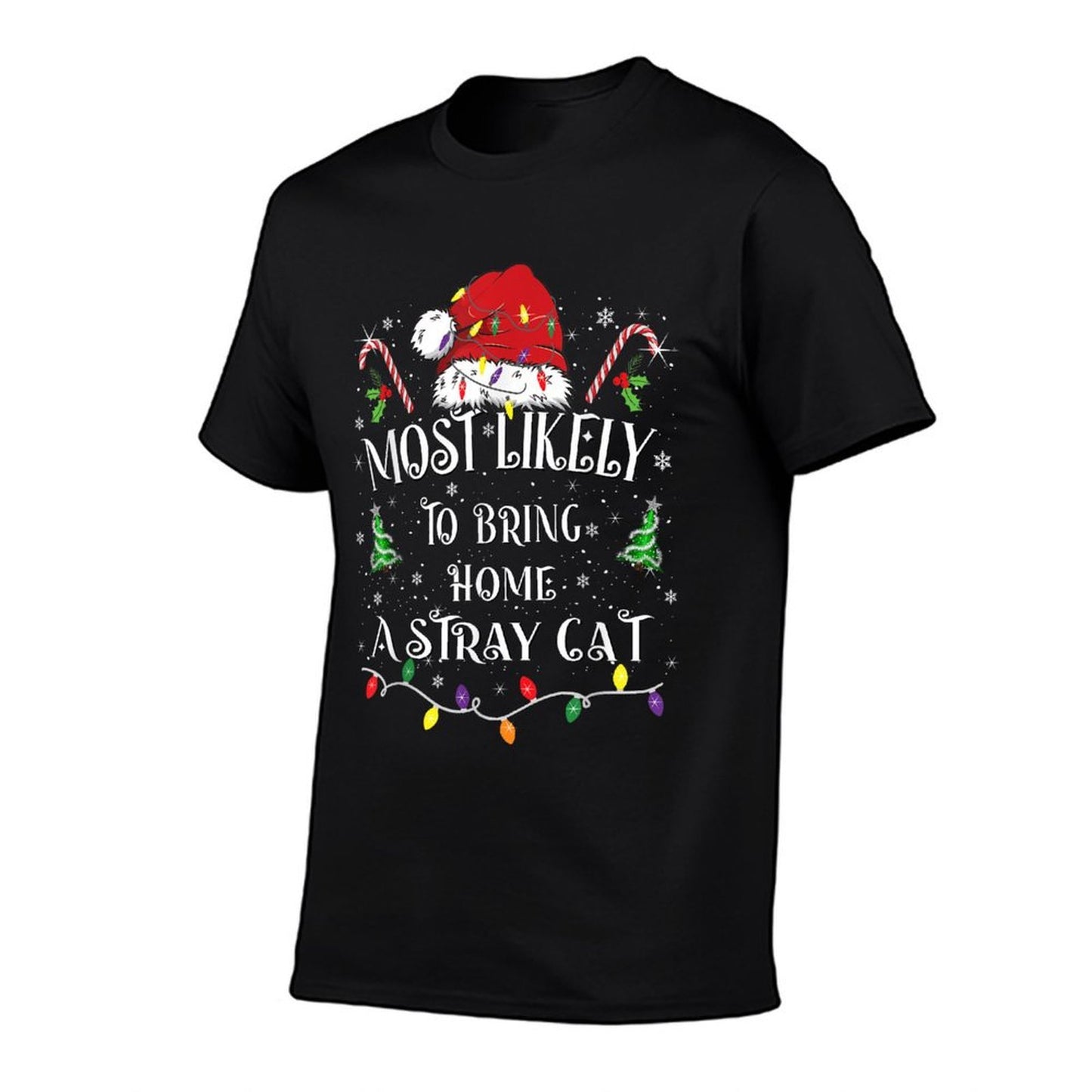 Most Likely To Bring Home A Stray Cat Funny Family Christmas Quick-drying T-Shirt