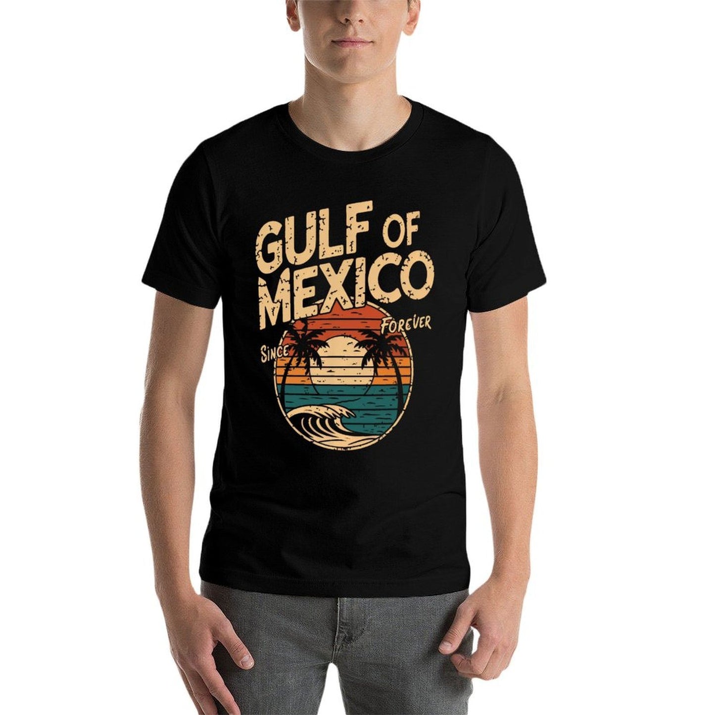 Gulf of USA America Funny Gulf of Mexico Map Oversized Silhouette T-Shirt