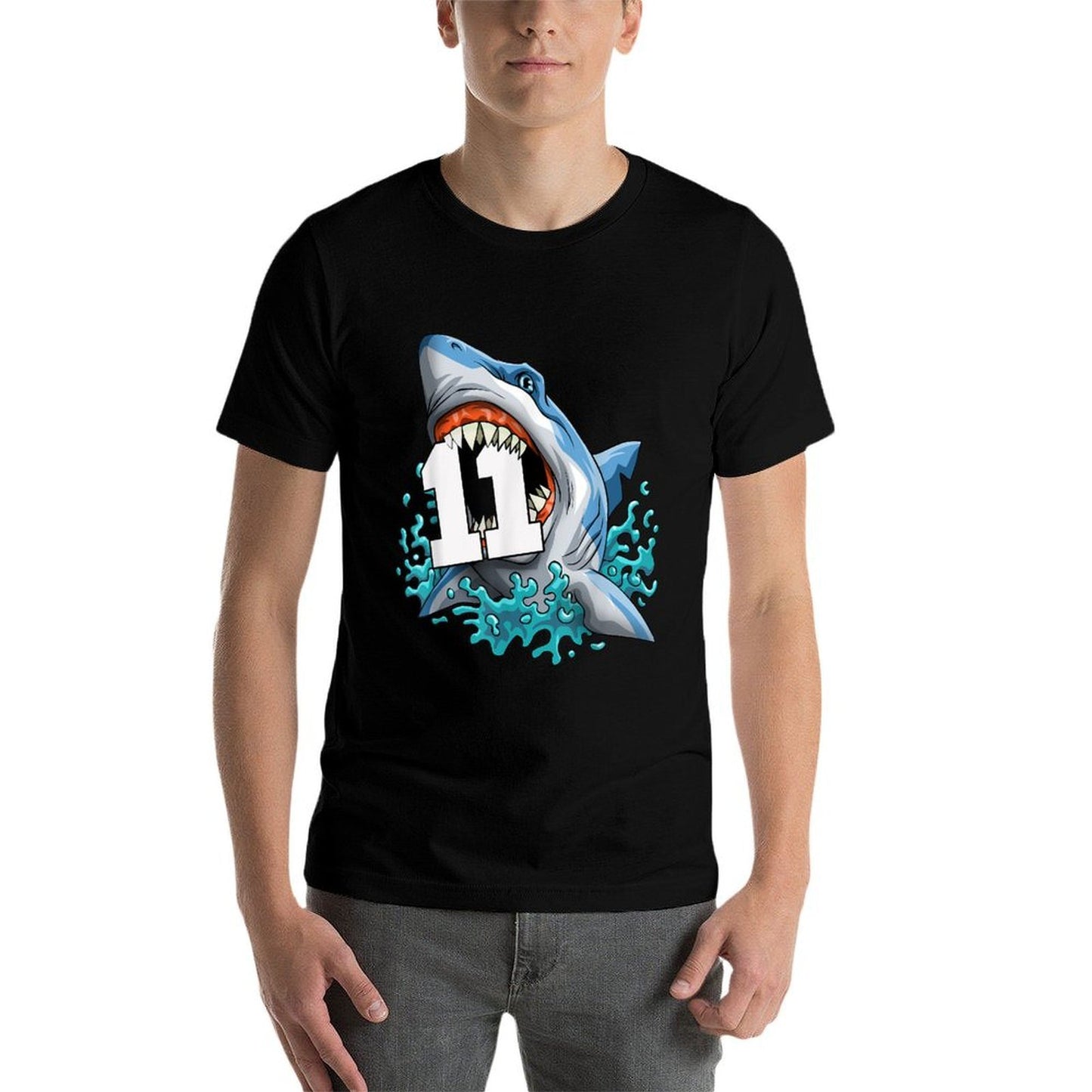 Kids Shark 11th Birthday Boy Funny Shark 11 Yrs Old Birthday Odor-resistant T-Shirt