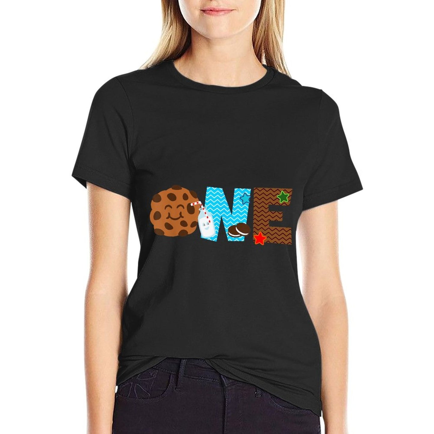 1st First Birthday Milk And Cookies Theme Party One Year Old Graphic-printed T-Shirt