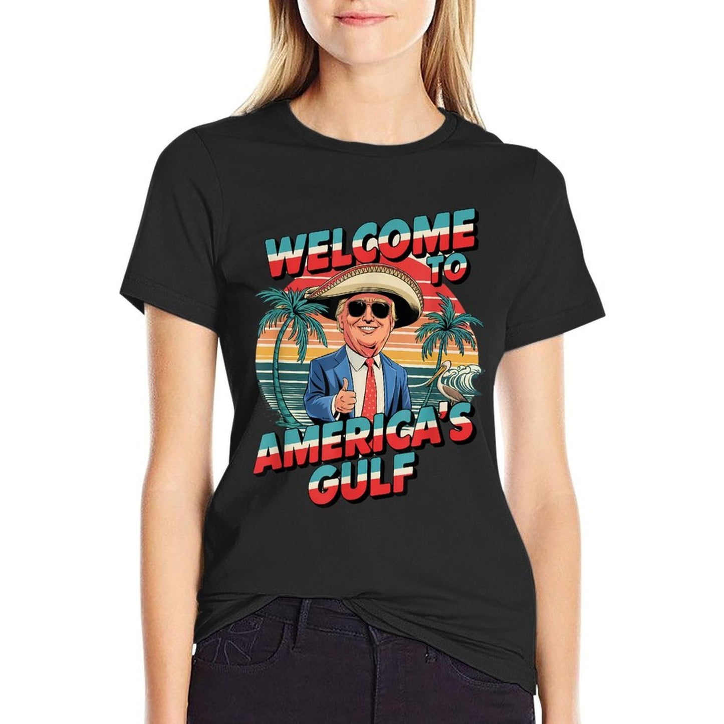 Welcome to America's Gulf Trump Mexican Sombrero Soft T-Shirt