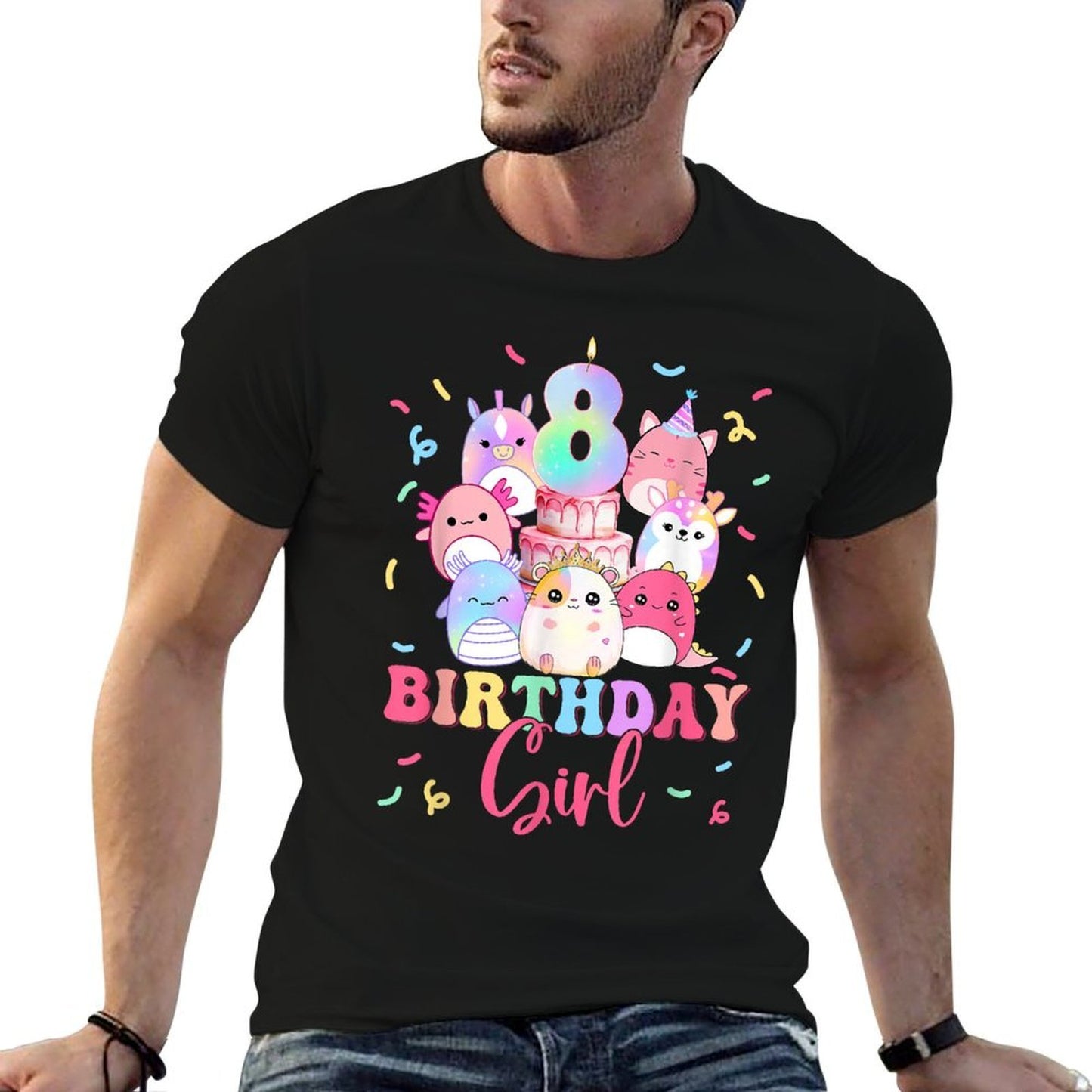 8th Birthay Girl Party Funny Squish Squad 8 Years Old Kids Vintage-inspired T-Shirt