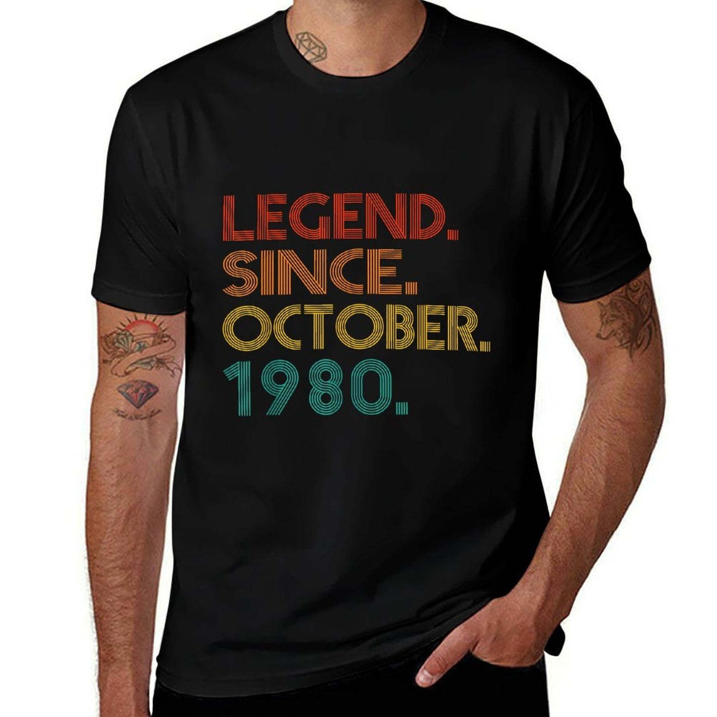 Legend Since October 1980 Men Women 1980 Vintage Birthday Summer-ready Fabric T-Shirt