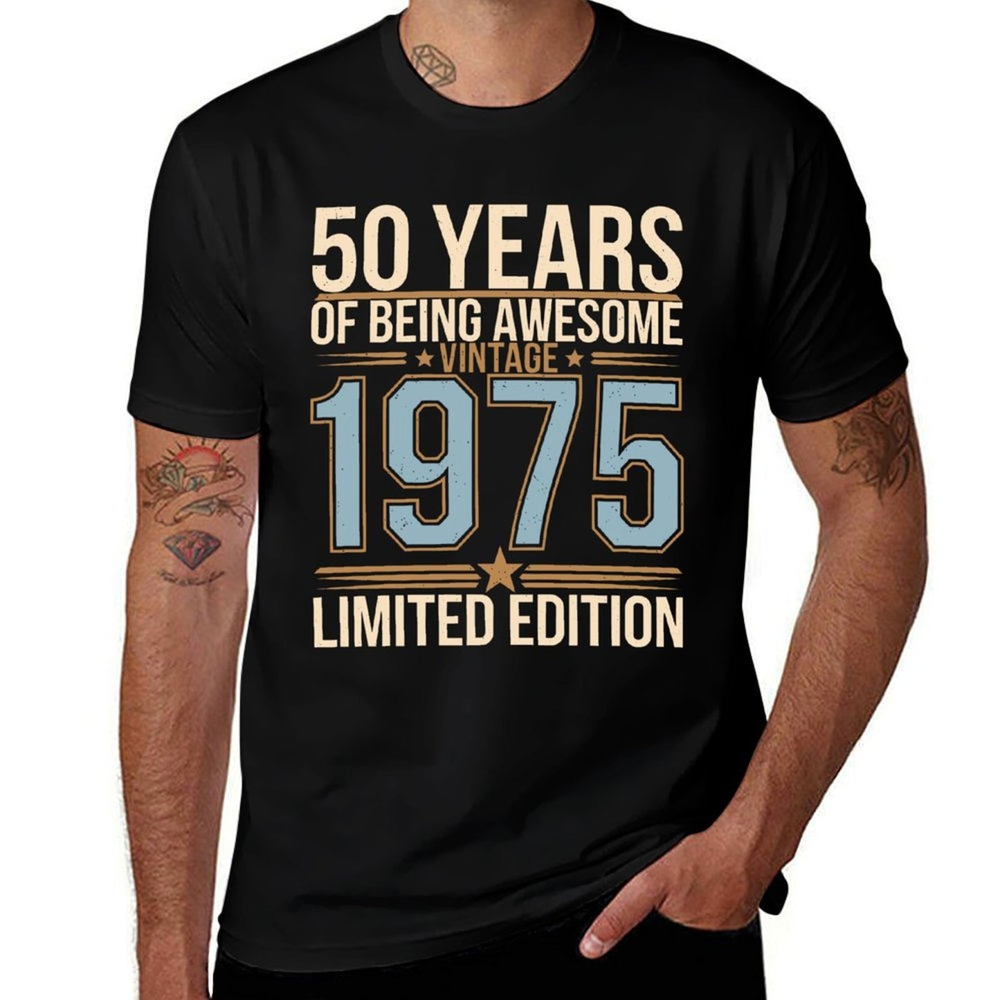 50 Year Birthday Decorations Men Gag 50yr 1975 50th Birthday Cotton T-Shirt