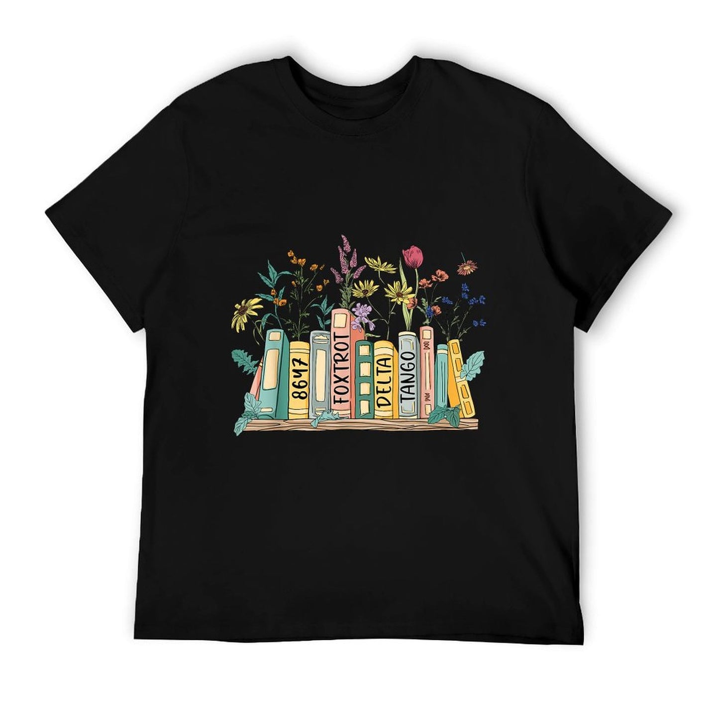 8647 Foxtrots Deltas Tangos Book Flower Slim-fit Cut T-Shirt