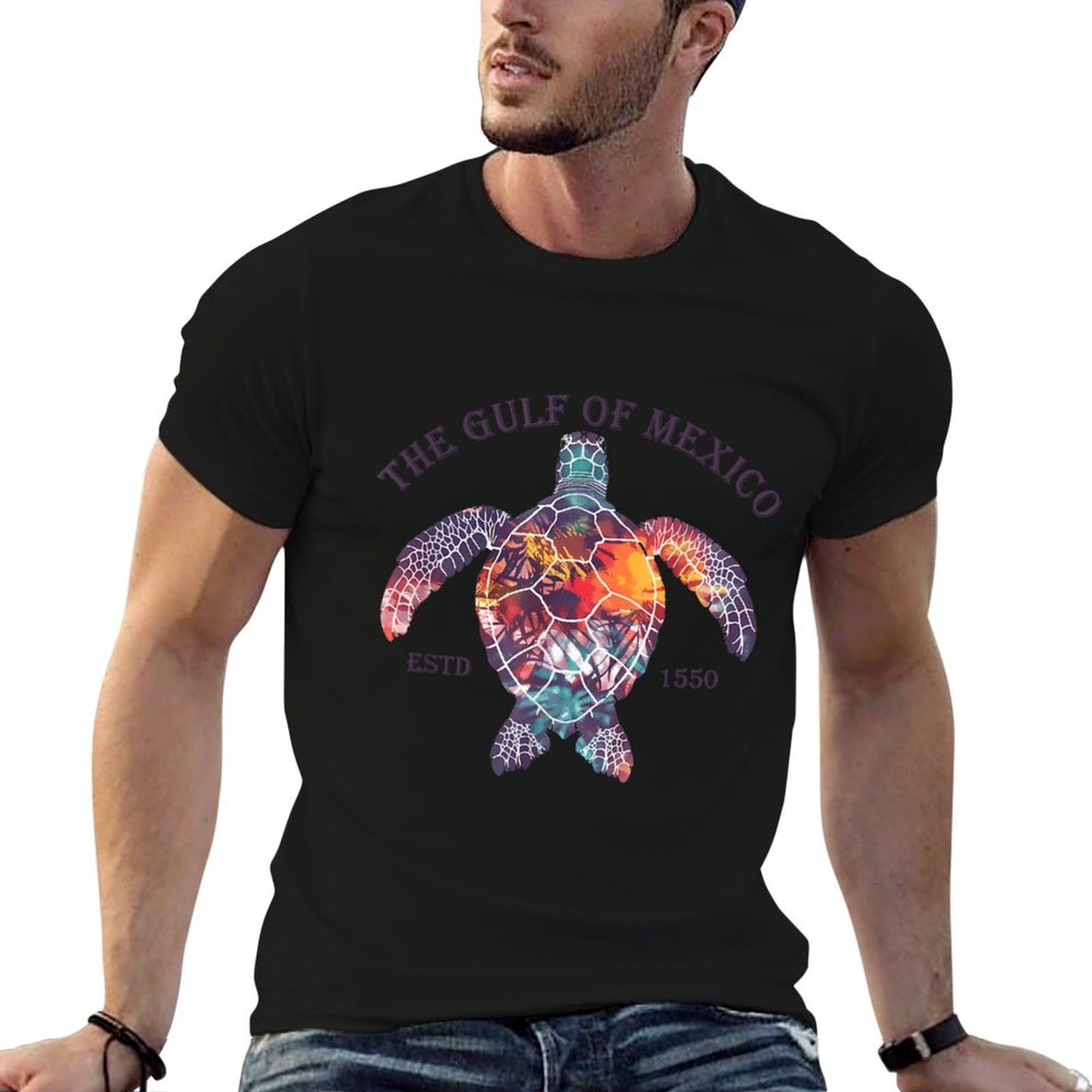Gulf of Mexico Turtle Vintage Funny Trendy Pattern T-Shirt