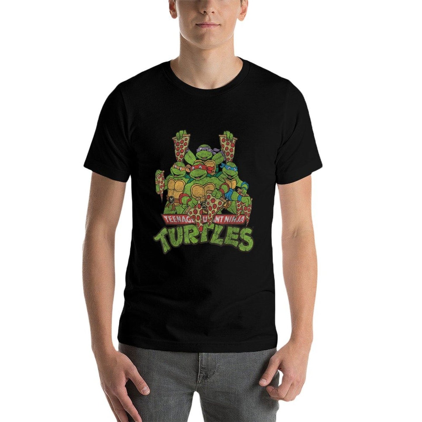 Teenage Mutant Ninja Turtles Multiple Smiles Slices Oversized Silhouette T-Shirt