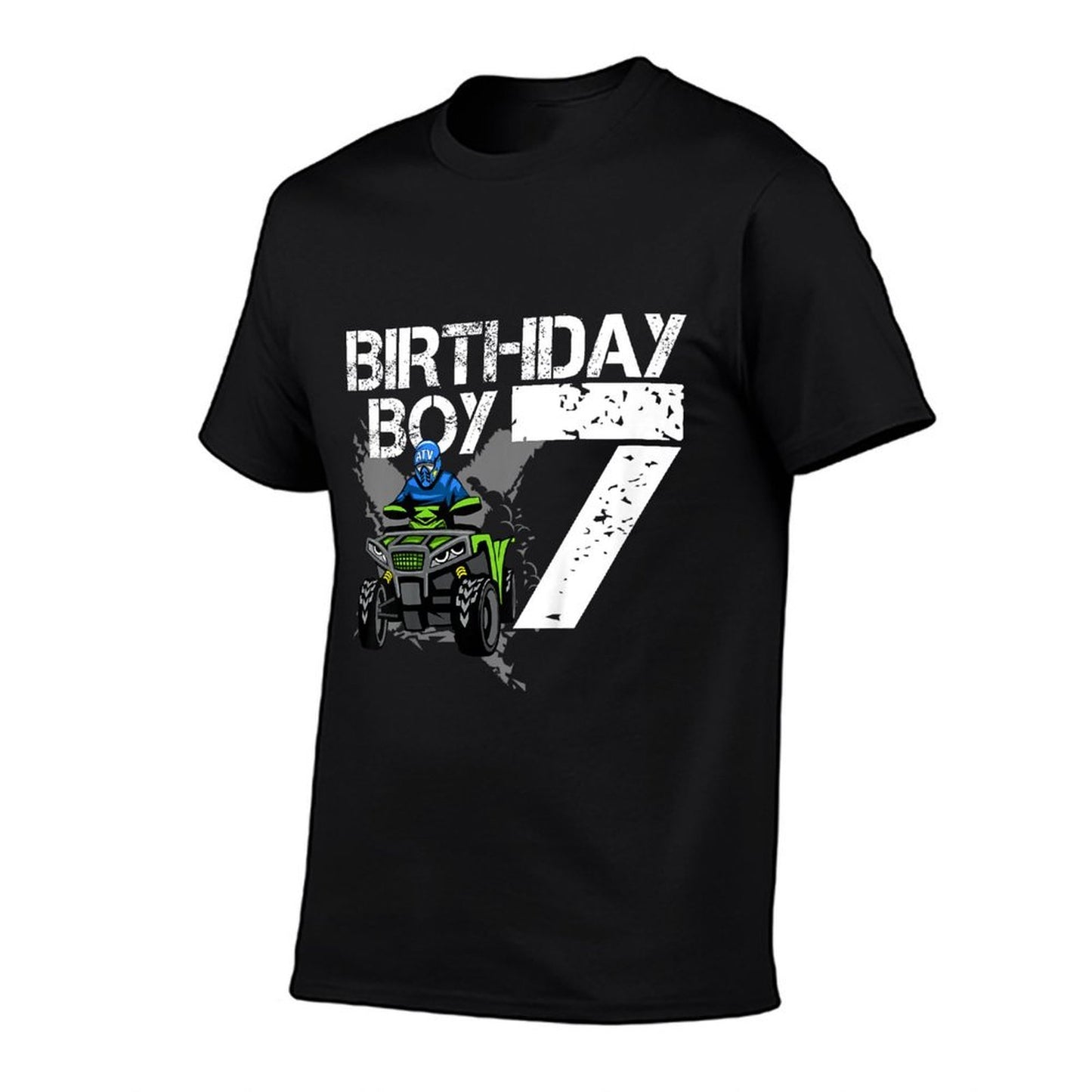 Kids Birthday Boy 7 Years Old ATV Four Wheeler Quad Bike Heathered Texture T-Shirt