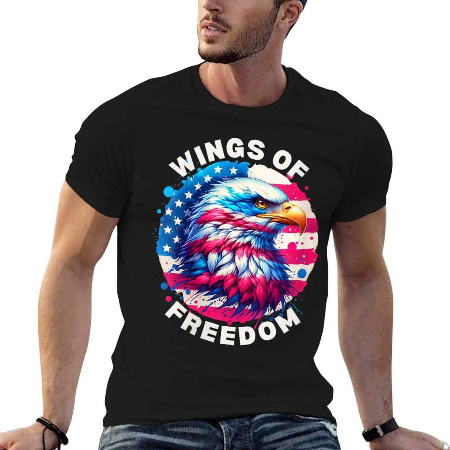 Womens 4th of July Wings of Freedom Eagle Patriotic American Gift Vintage-inspired T-Shirt