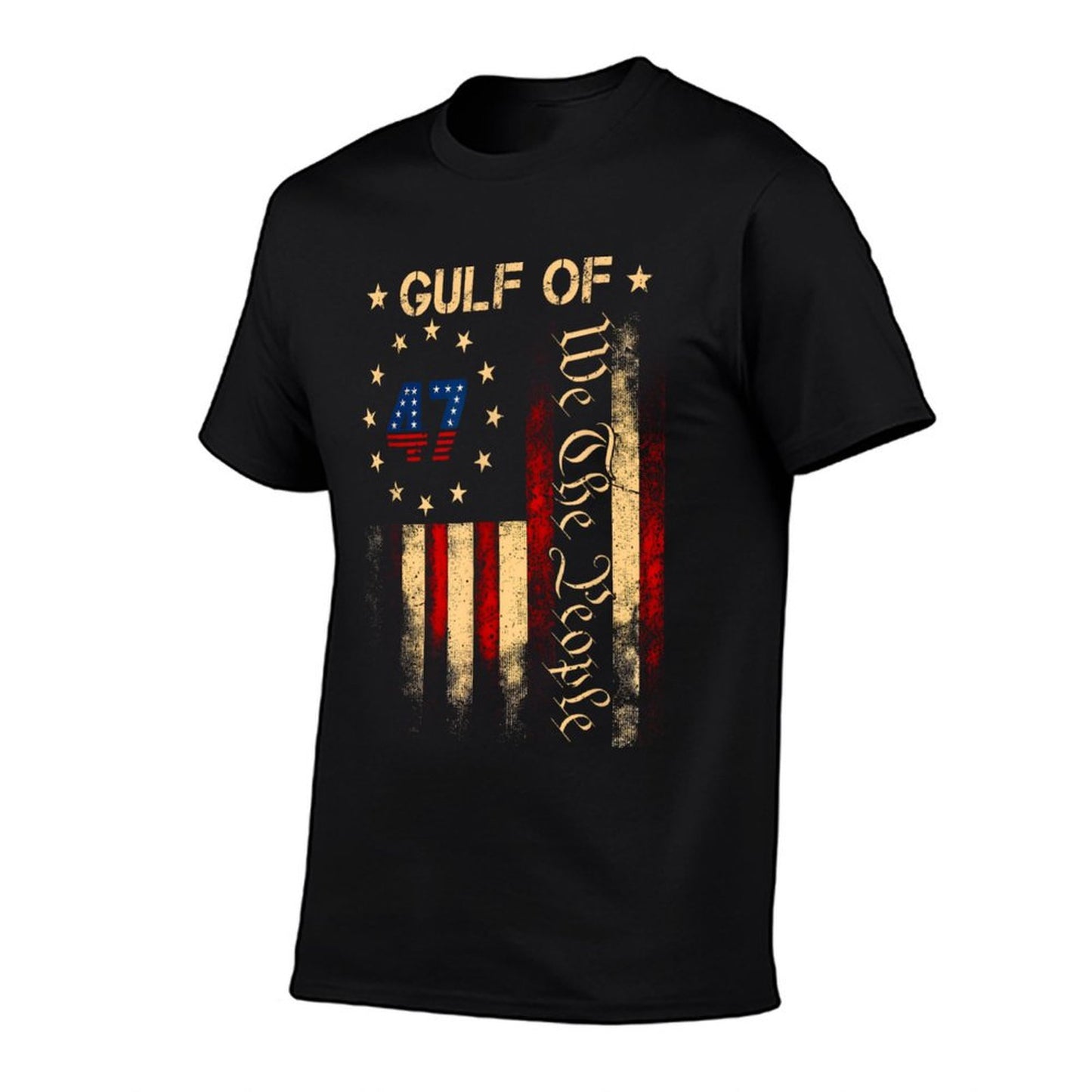 Gulf of USA America Funny USA Flag Oversized Silhouette T-Shirt