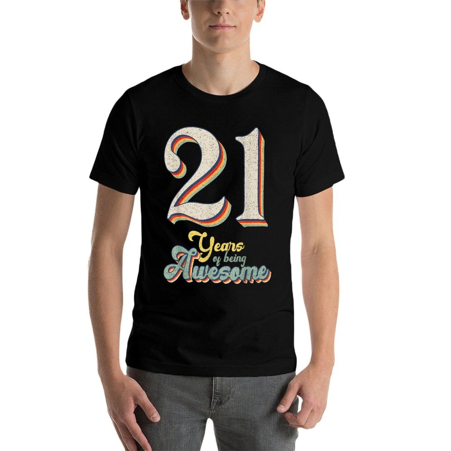 21 Years Of Being Awesome Retro Vintage 21st Birthday High-quality Stitching T-Shirt