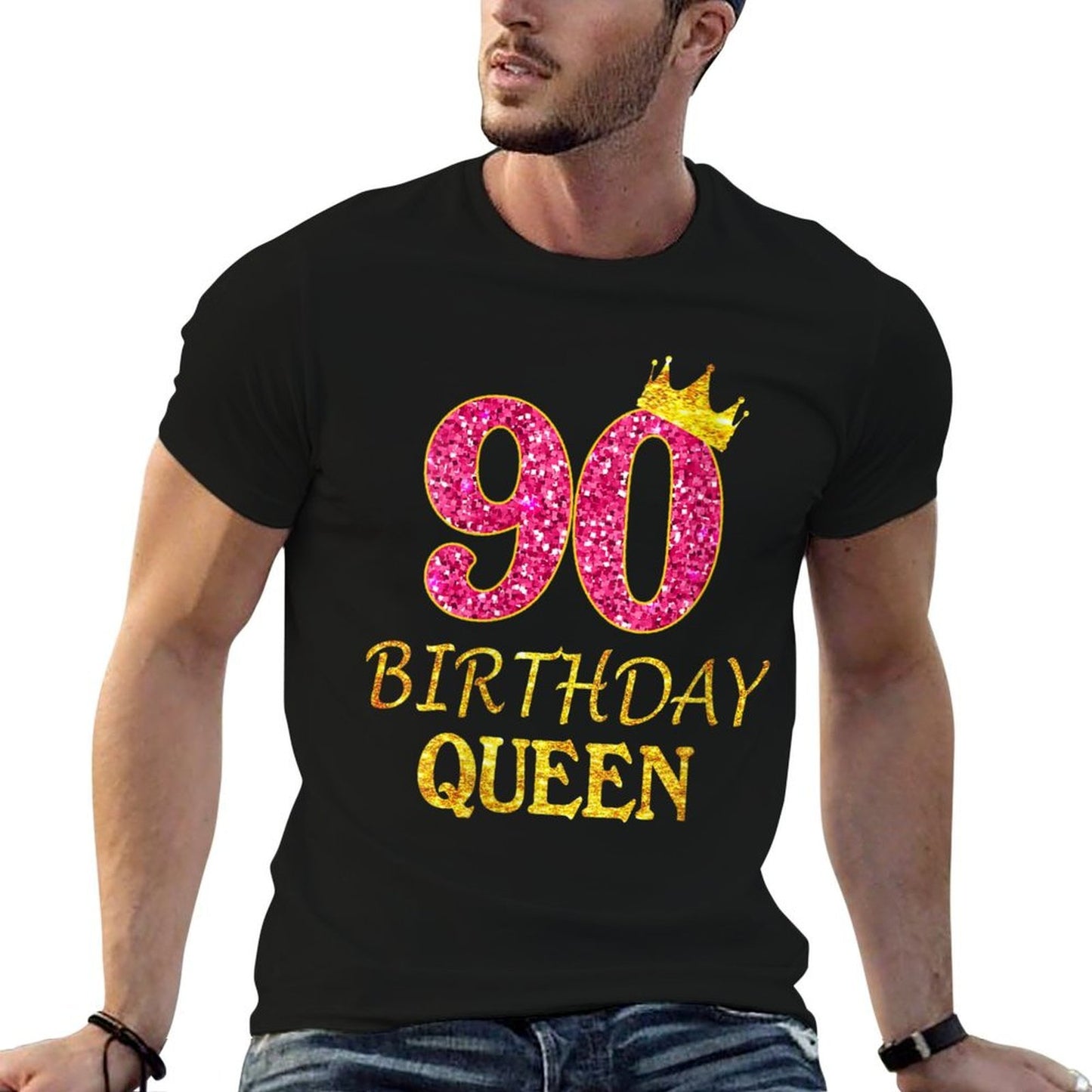 Womens 90 Years Old Birthday Queen Girl 90th Birthday Pink Vintage-inspired T-Shirt