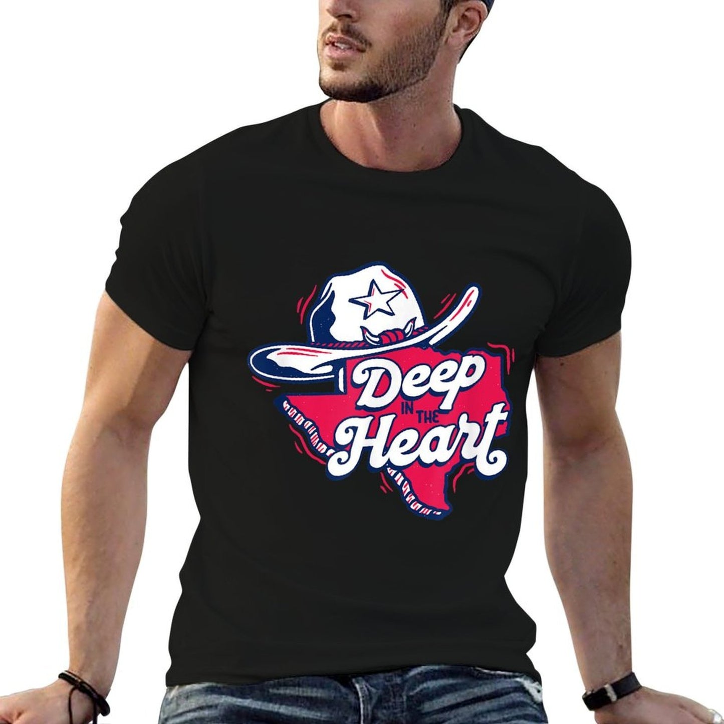 Deep in The Heart Vintage Texas Cartoon Proud Texan Summer-ready Fabric T-Shirt