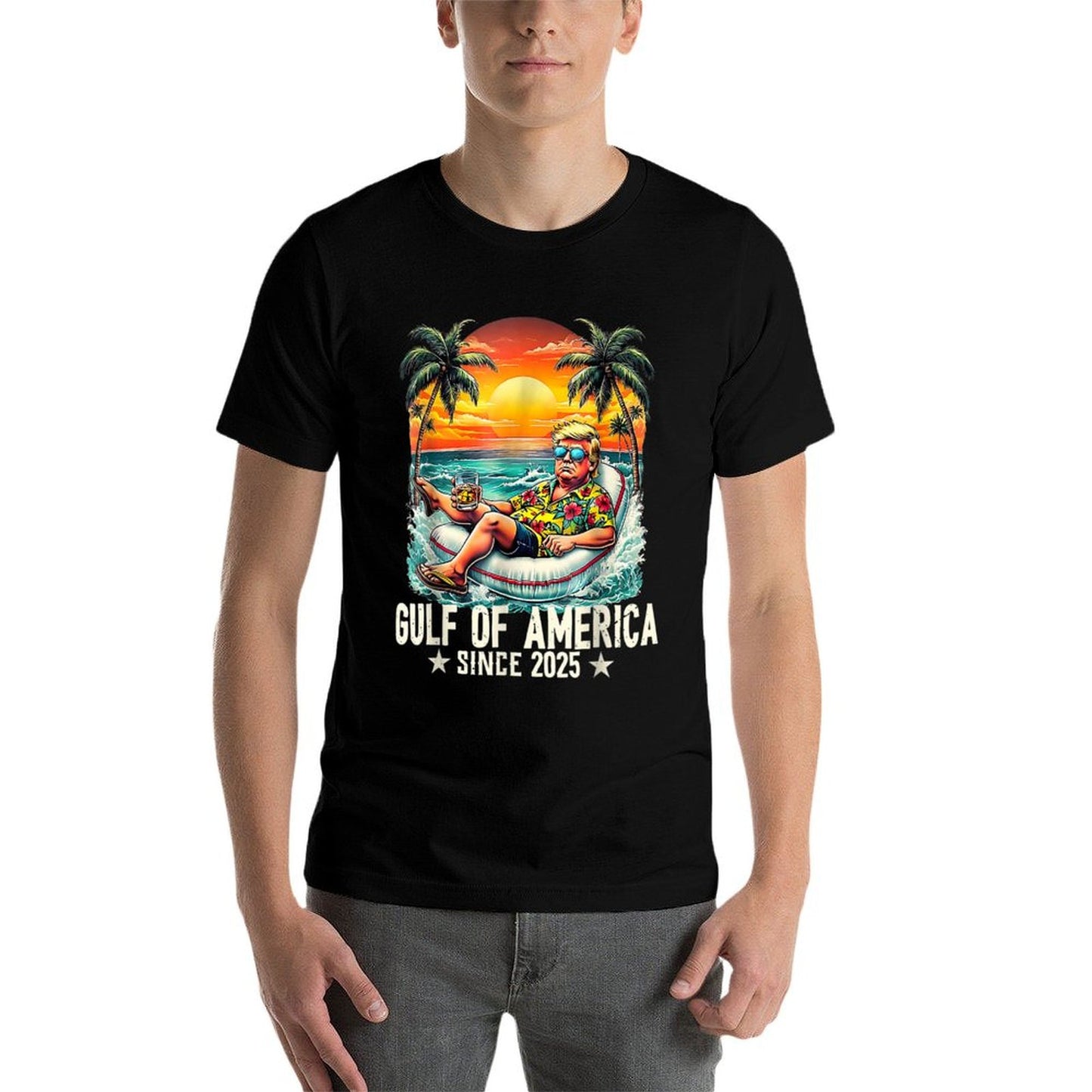 Gulf Of US America Est 2025 Retro Vintage Beach Graphic-printed T-Shirt