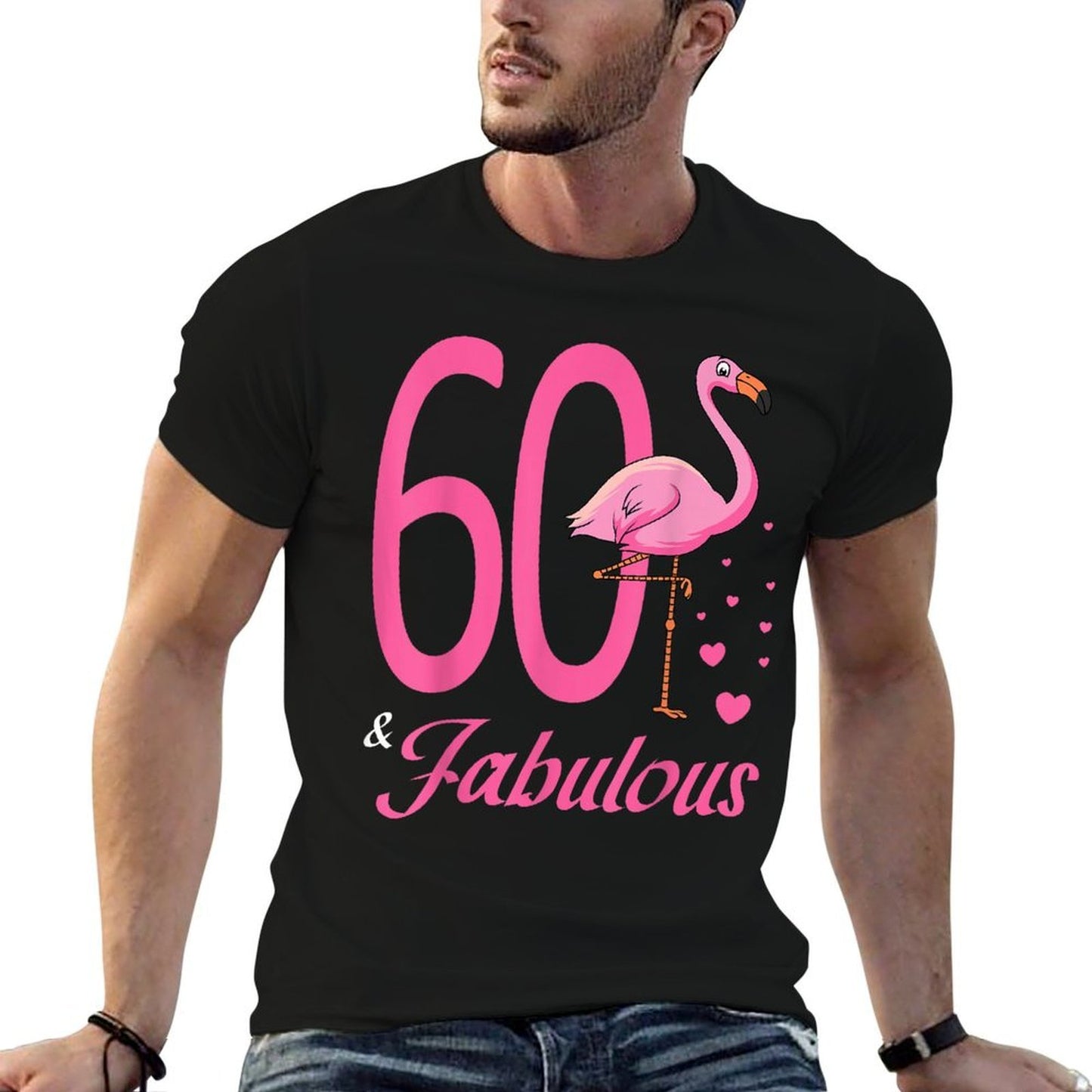 60 & Fabulous Flamingo Birthday 60th Party Celebration Moisture-wicking T-Shirt