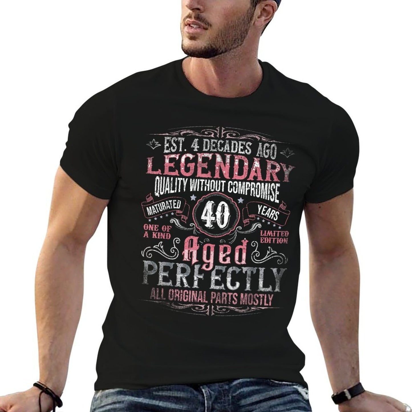 Vintage 40 Years Aged Perfectly Womens 40th Birthday Stretchy T-Shirt