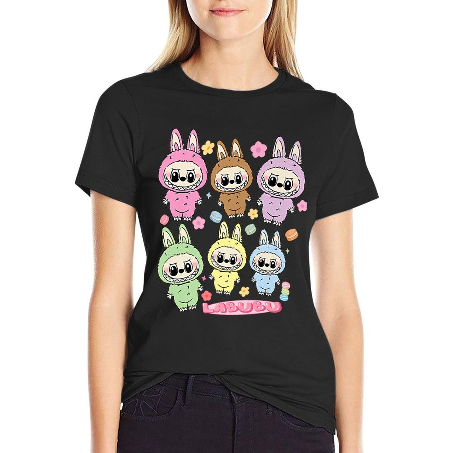 Funny Labubu Lover Cute Labubu The Monsters Women Premium Heathered Texture T-Shirt