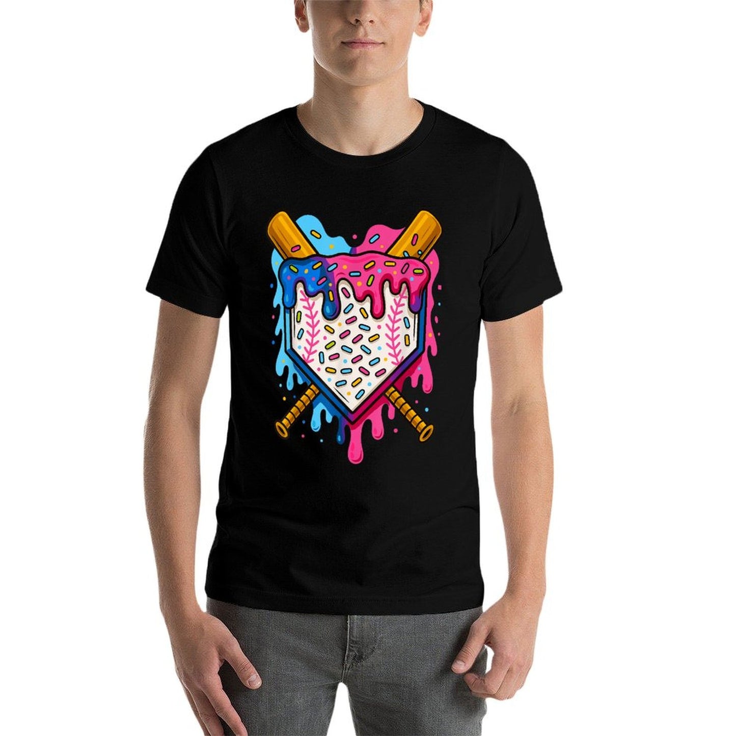 Baseball Boys Ice Cream Drip Baseball Eco-friendly Material T-Shirt