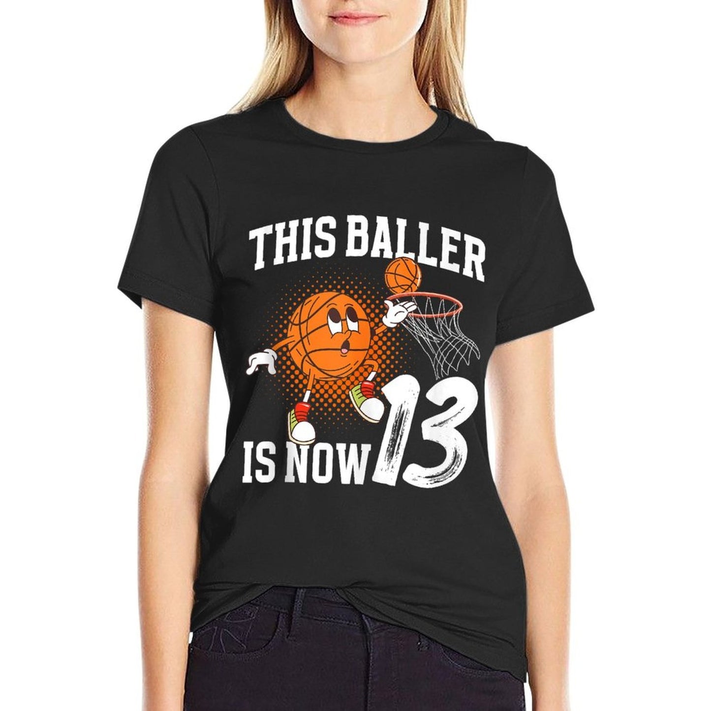 13th Basketball Birthday Thirteen Year Old Basketball Player Stretchy T-Shirt