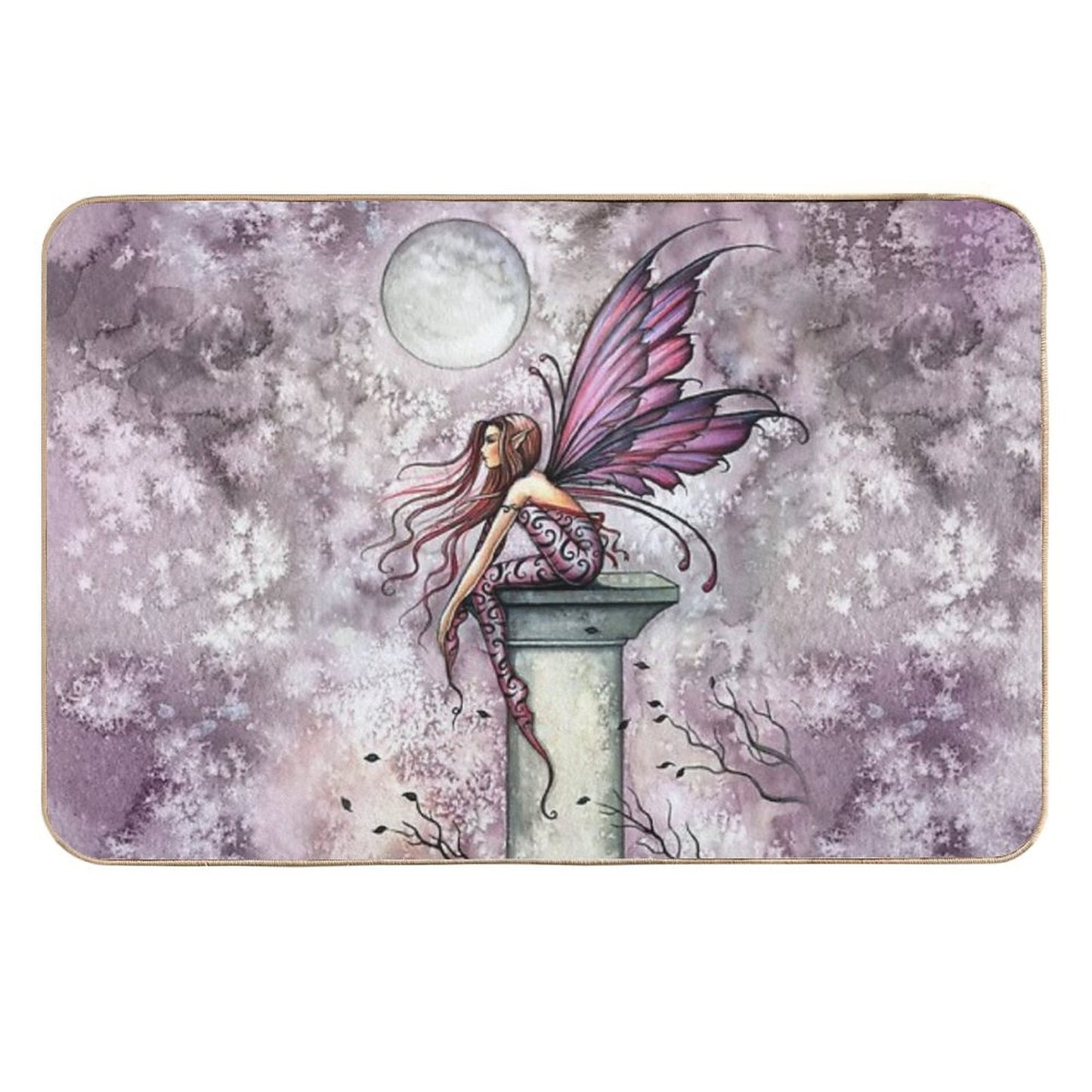 The Lookout Watercolor Fairy Illustration by Molly Harrison Dirt-Trapping Bath Mat