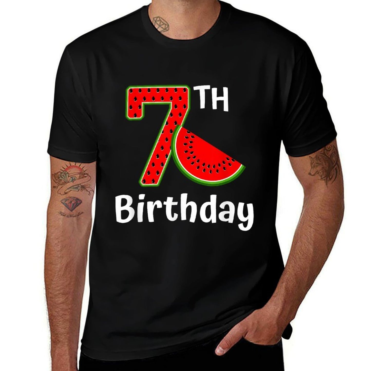 Cute Watermelon 7th Birthday 7 Years Old for Girl Boy Age 7 Odor-resistant T-Shirt