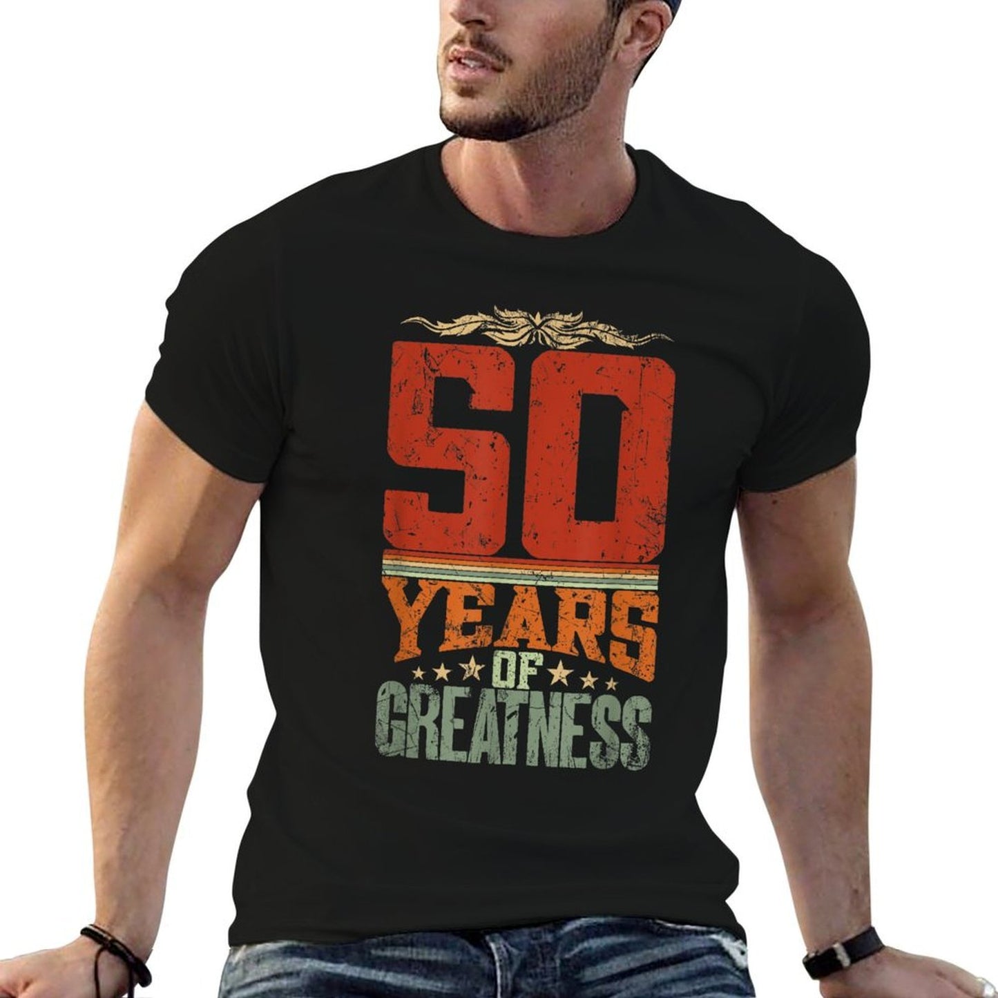 50 Years Of Greatness - 50 Years Old 50th Birthday Heathered Texture T-Shirt