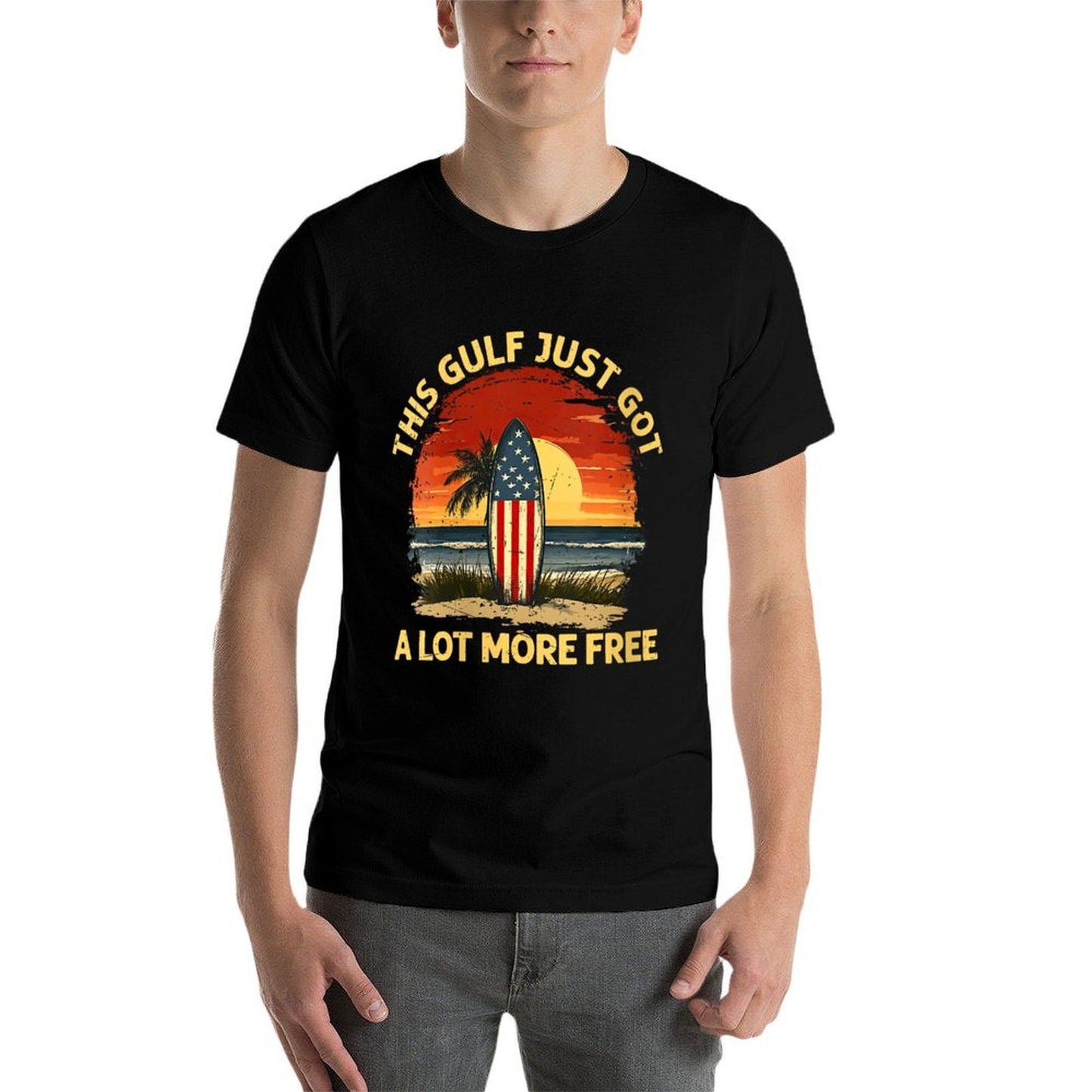 Womens Sunset with Surfboard And America Gulf for Boys And Girls Vintage-inspired T-Shirt