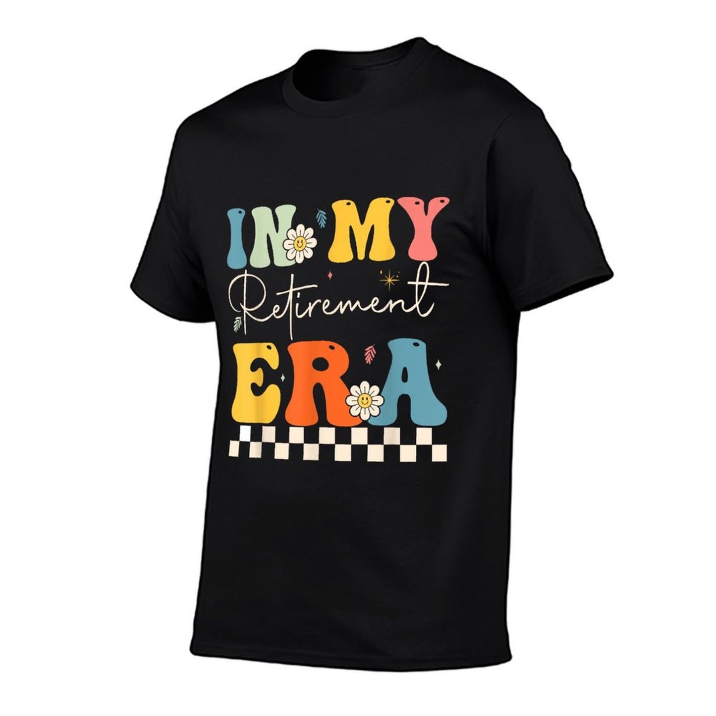 Retro Groovy In My Retirement Era Retired Teacher Funny Ribbed Collar T-Shirt