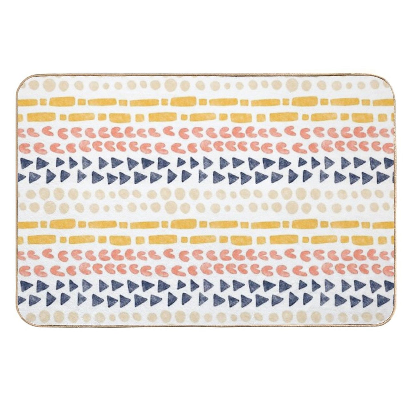 Geometric Strips on Light Pet-Safe Bath Mat