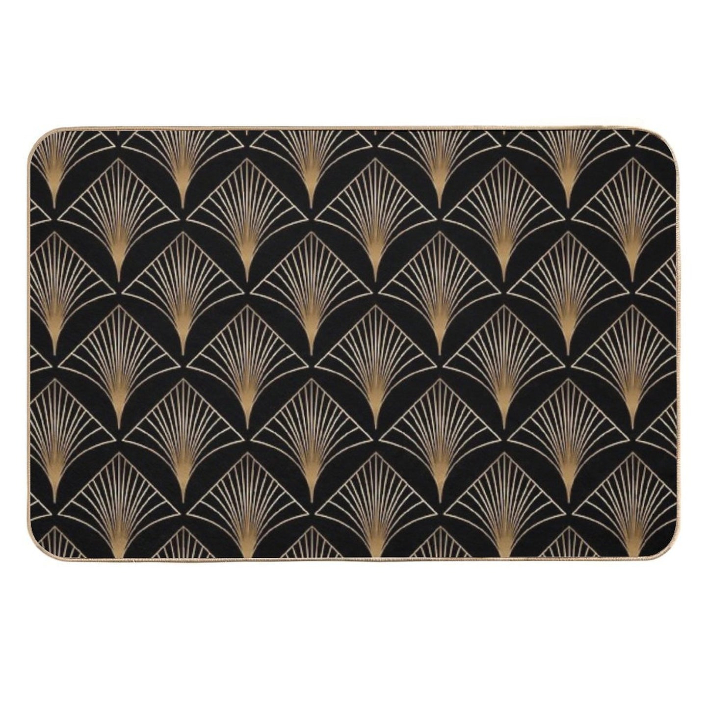 Art Deco Geometric Gold Black Pattern Anti-Trip Bath Mat