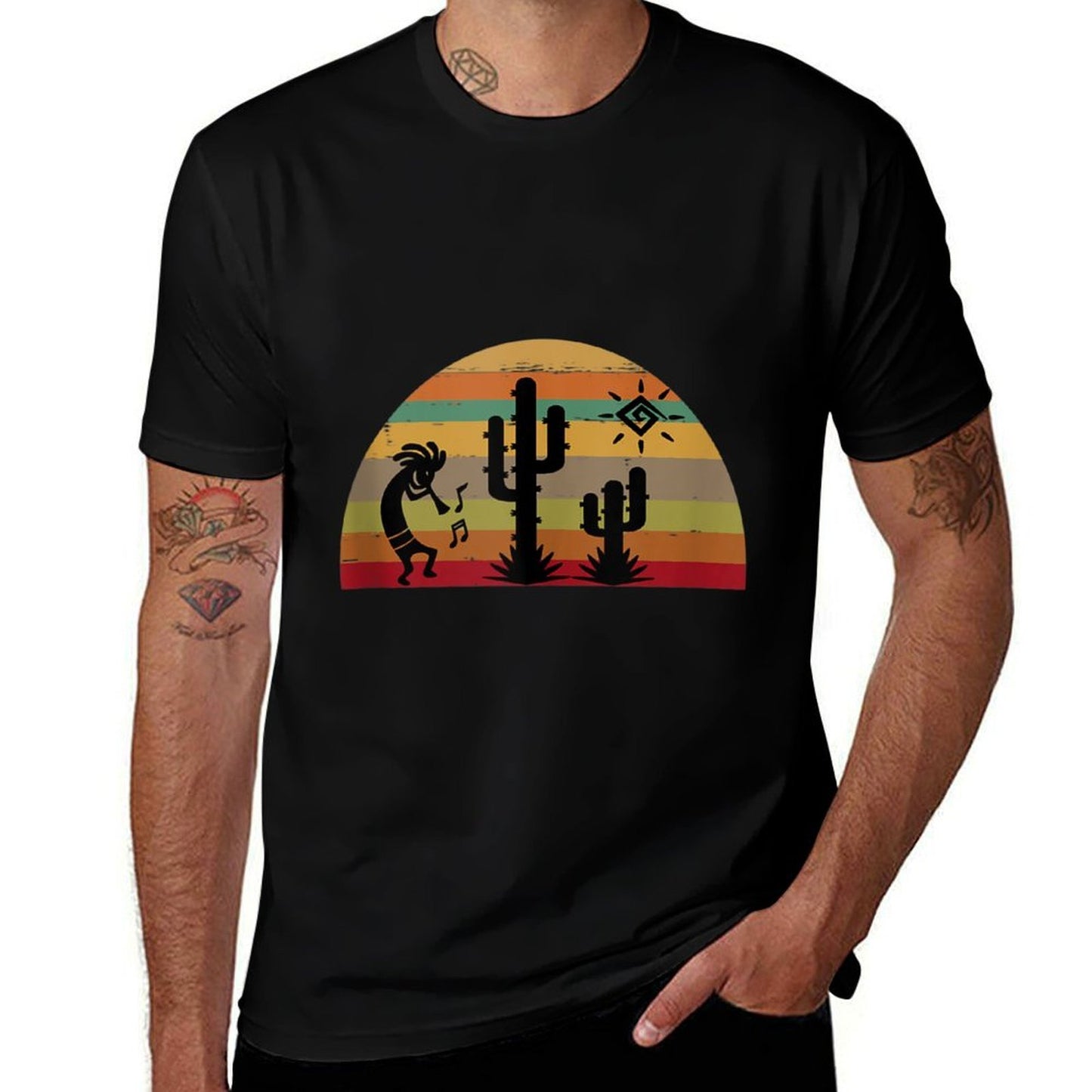 Kokopelli Native Retro Tribal Art Sun Gift Lightweight T-Shirt