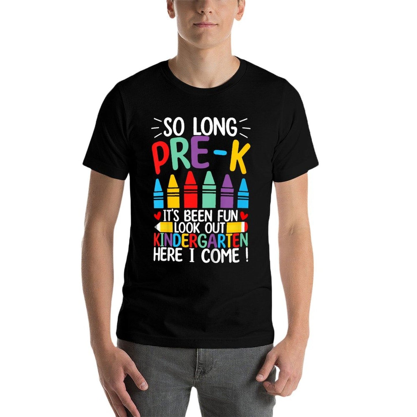 Kids So Long Pre-K Graduation Kindergarten Here I Come 2024 Fade-proof Color T-Shirt