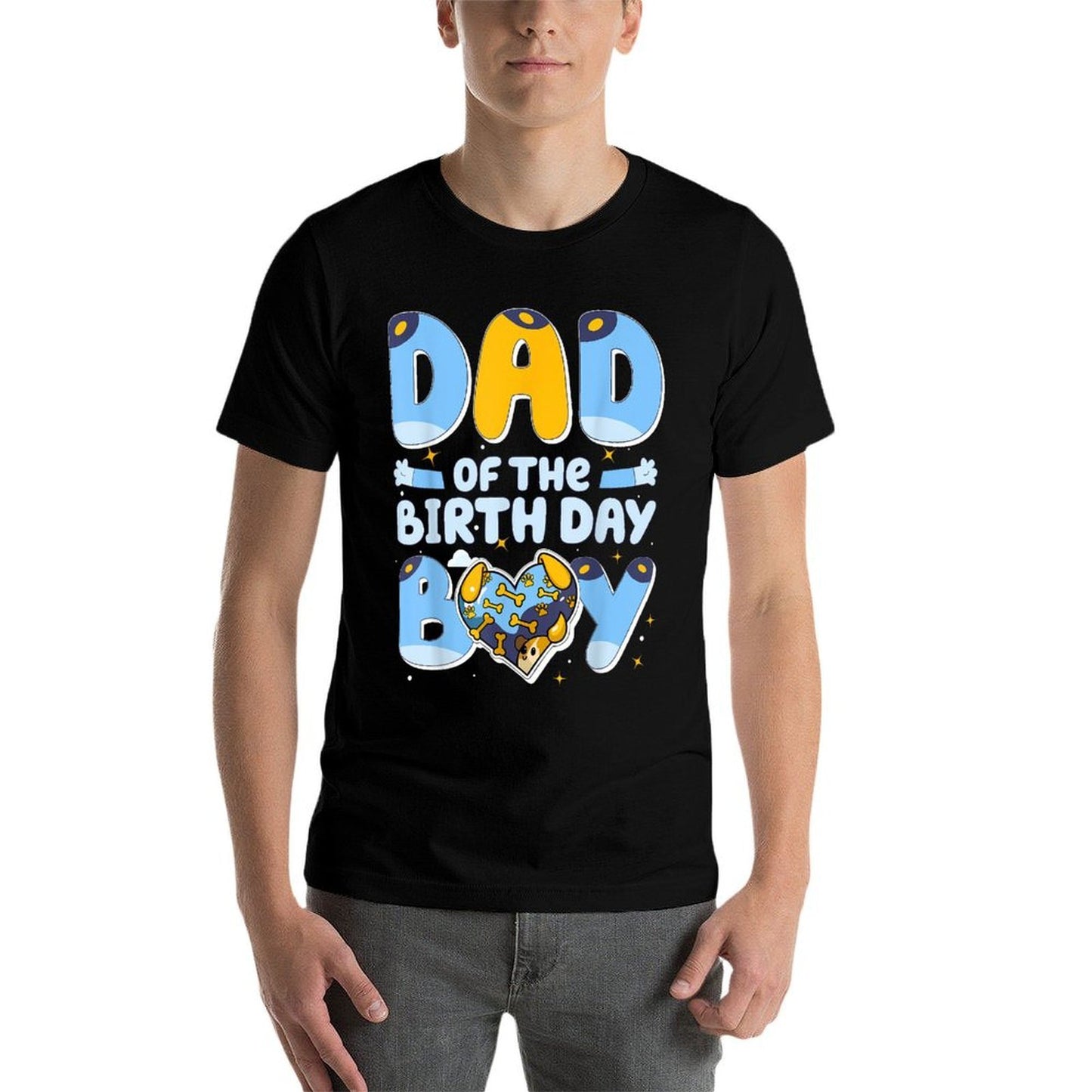 Dad Of The Birthday Boy Funny Blue Dog Family Matching Comfortable T-Shirt
