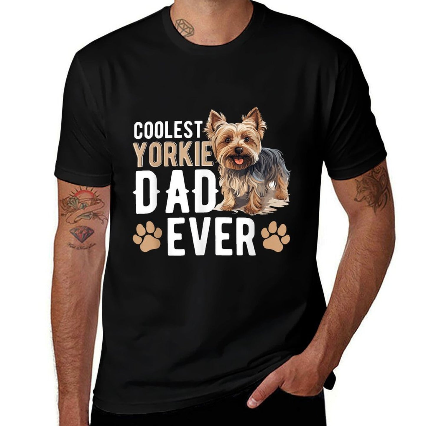 Yorkshire Terrier Dog Yorkie - Coolest Yorkie Dad Ever Oversized Silhouette T-Shirt