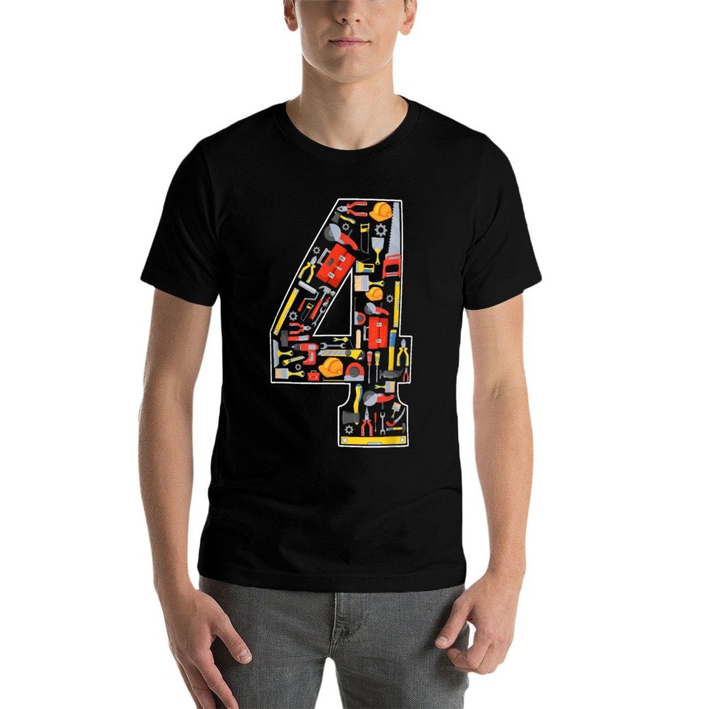 4th Birthday Construction Building Tools Kids 4 Year Old Odor-resistant T-Shirt
