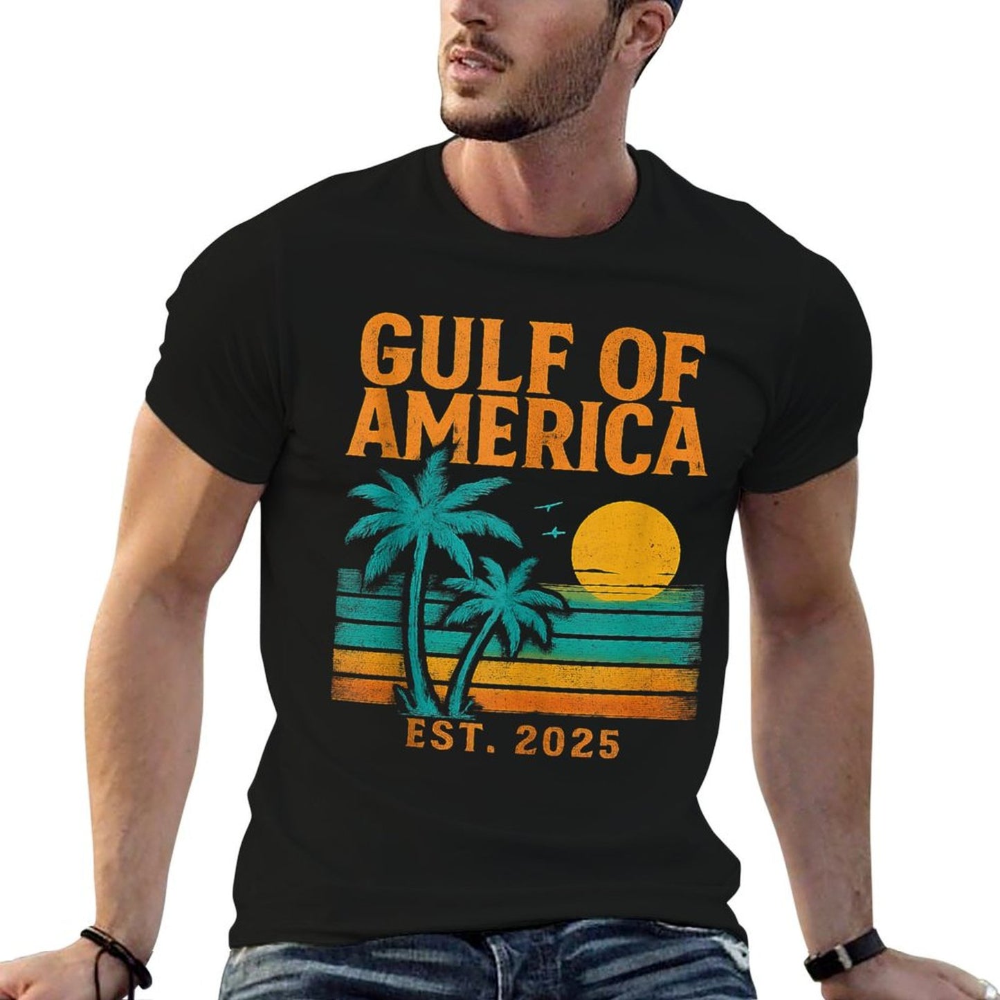 Vintage Gulf Of Us America Retro Sunset Gulf Of Us America Easy-care T-Shirt