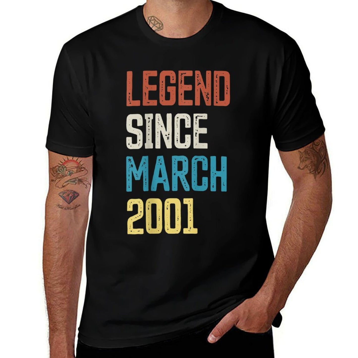 21st Birthday Vintage Born in March 2001 Birthday Durable T-Shirt