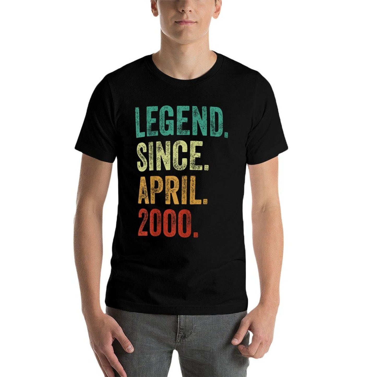 25 Years Old Legend Since April 2000 25th Birthday Ribbed Collar T-Shirt