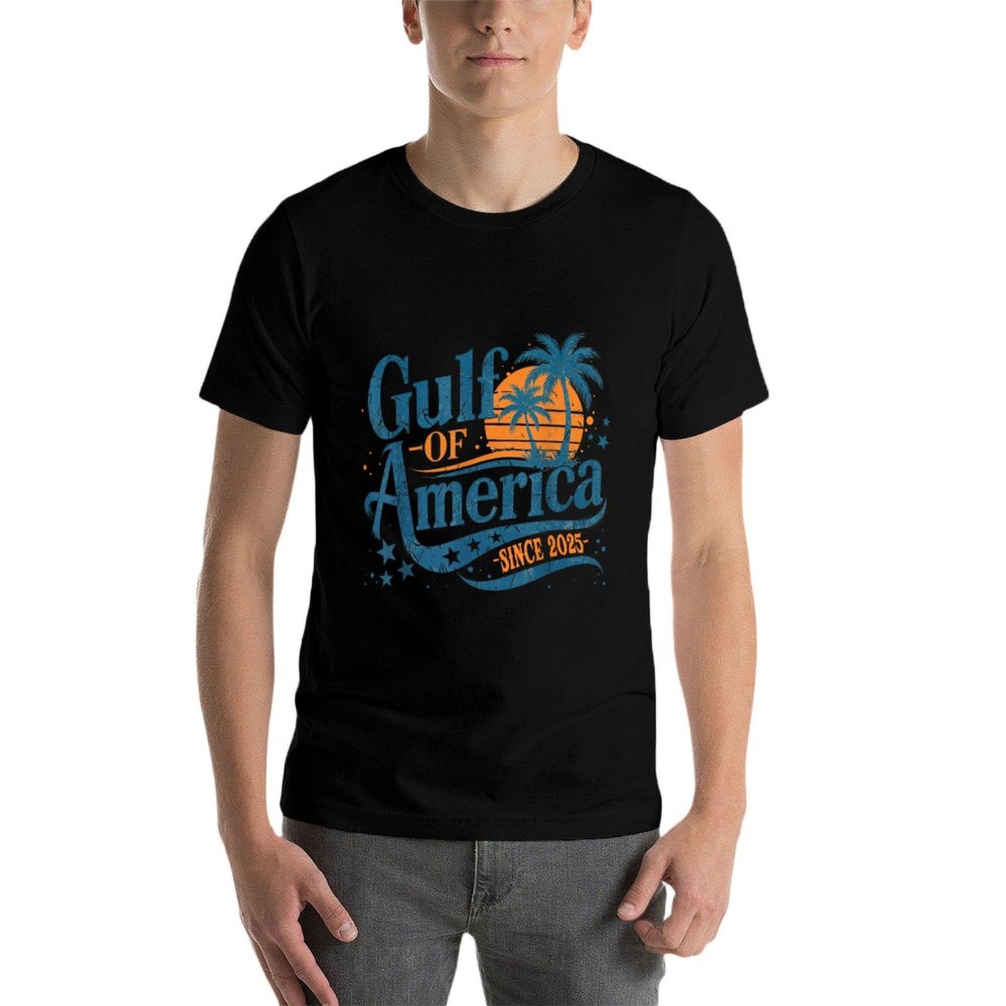 Retro Gulf Of US America 2025 American Flag Gulf Mexico Tagless Design T-Shirt
