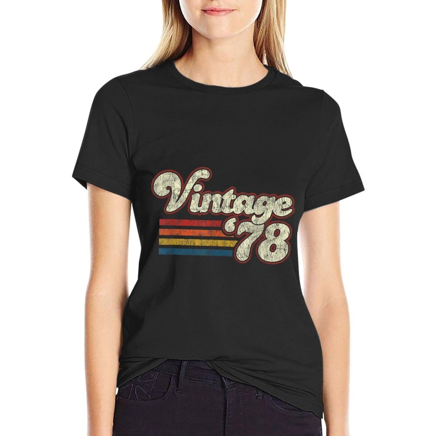 Vintage Retro Birthdays 1978 Birthday Unisex-Adults Black Small Classic Fit Eco-friendly Material T-Shirt