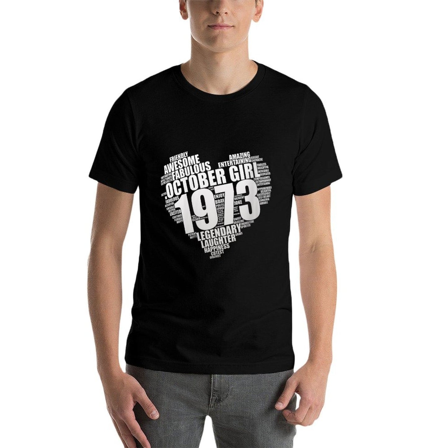 Womens Fabulous OCTOBER GIRL 1973 Awesome 50 Heart 50th Birthday Relaxed-fit T-Shirt