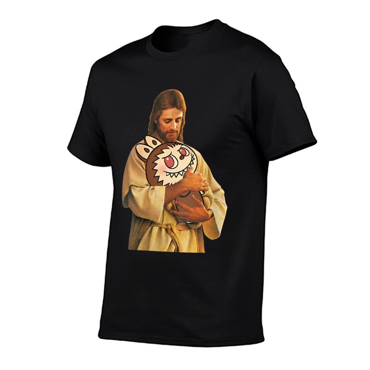Womens Funny Meme Labubu Lover Cute Jesus Holding Labubu Joke Humor Tagless Design T-Shirt